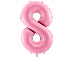 Folijas balons 86cm XL - cipars 8, rozā, gaiši