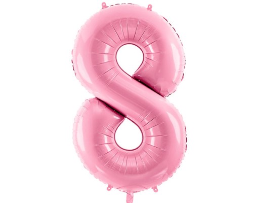 Folijas balons 86cm XL - cipars 8, rozā, gai&scaron;i