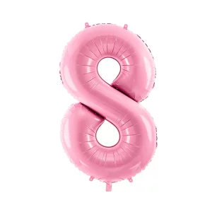 Folijas balons 86cm XL - cipars 8, rozā, gaiši