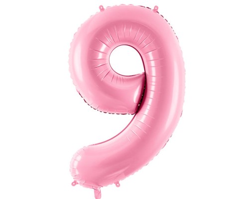 Folijas balons 86cm XL - cipars 9, rozā, gai&scaron;i