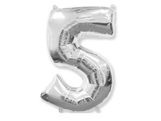 Folijas balons 92cm XXL - cipars 5, sudraba