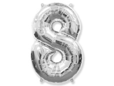 Folijas balons 92cm XXL - cipars 8, sudraba