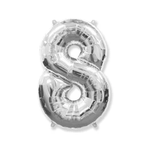 Folijas balons 92cm XXL - cipars 8, sudraba