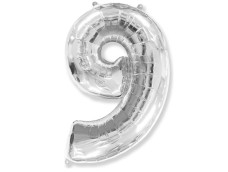 Folijas balons 92cm XXL - cipars 9, sudraba Folijas balons 92cm XXL - cipars 9, sudraba