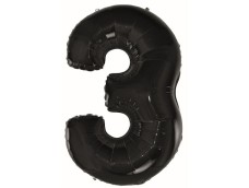 Folijas balons 92cm XXL - cipars 3, melns