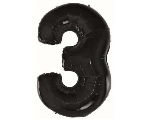 Folijas balons 92cm XXL - cipars 3, melns Folijas balons 92cm XXL - cipars 3, melns