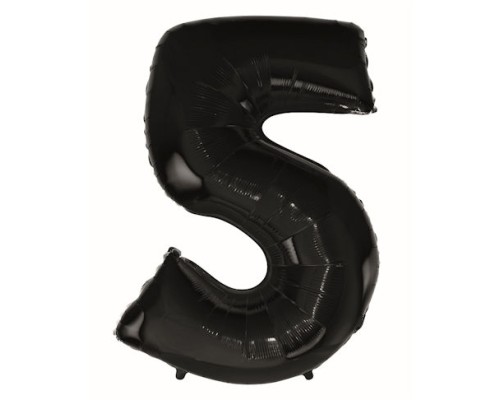 Folijas balons 92cm XXL - cipars 5, melns