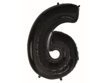 Folijas balons 92cm XXL - cipars 6, melns