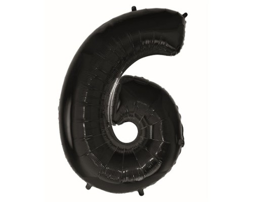 Folijas balons 92cm XXL - cipars 6, melns Folijas balons 92cm XXL - cipars 6, melns