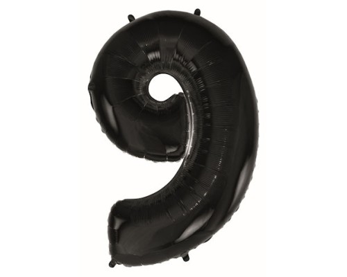 Folijas balons 92cm XXL - cipars 9, melns