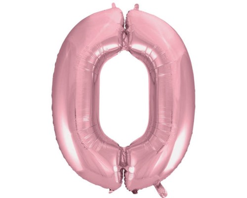 Folijas balons 92cm XXL - cipars 0, rozā, gaiši Folijas balons 92cm XXL - cipars 0, rozā, gaiši