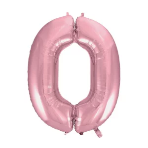 Folijas balons 92cm XXL - cipars 0, rozā, gaiši Folijas balons 92cm XXL - cipars 0, rozā, gaiši