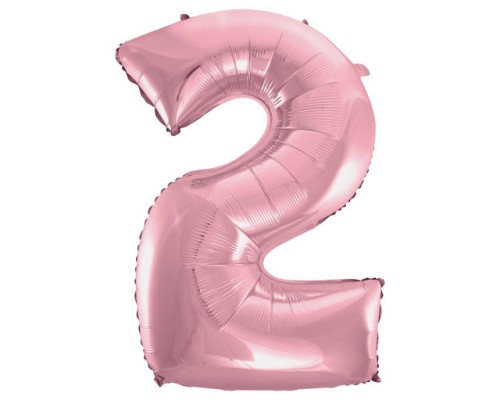 Folijas balons 92cm XXL - cipars 2, rozā, gaiši Folijas balons 92cm XXL - cipars 2, rozā, gaiši