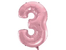 Folijas balons 92cm XXL - cipars 3, rozā, gaiši
