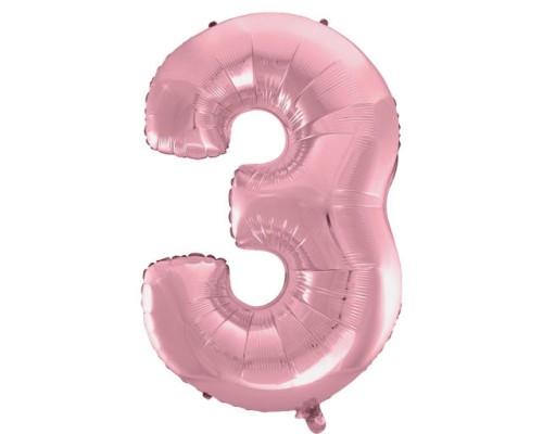 Folijas balons 92cm XXL - cipars 3, rozā, gaiši