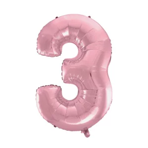 Folijas balons 92cm XXL - cipars 3, rozā, gaiši Folijas balons 92cm XXL - cipars 3, rozā, gaiši