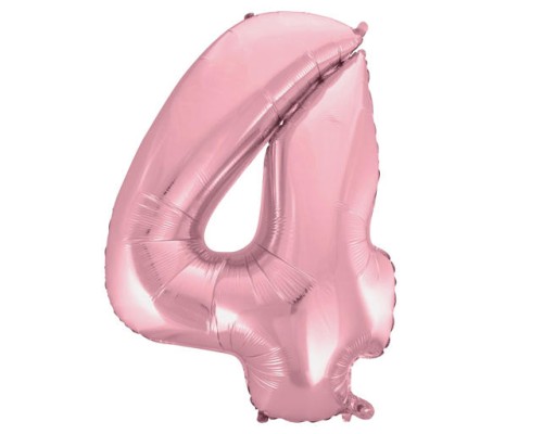 Folijas balons 92cm XXL - cipars 4, rozā, gaiši Folijas balons 92cm XXL - cipars 4, rozā, gaiši