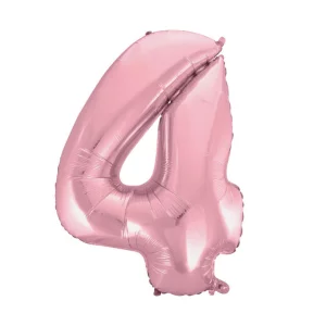 Folijas balons 92cm XXL - cipars 4, rozā, gaiši Folijas balons 92cm XXL - cipars 4, rozā, gaiši