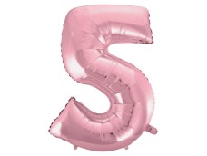 Folijas balons 92cm XXL - cipars 5, rozā, gaiši