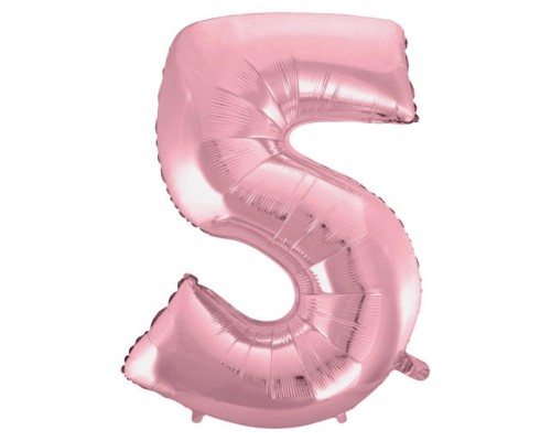 Folijas balons 92cm XXL - cipars 5, rozā, gaiši Folijas balons 92cm XXL - cipars 5, rozā, gaiši