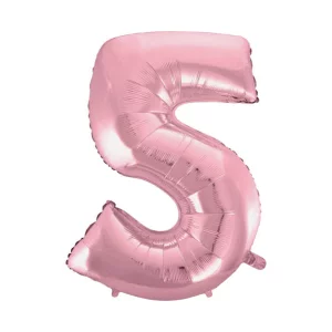 Folijas balons 92cm XXL - cipars 5, rozā, gaiši Folijas balons 92cm XXL - cipars 5, rozā, gaiši
