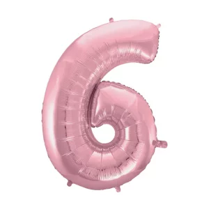 Folijas balons 92cm XXL - cipars 6, rozā, gaiši Folijas balons 92cm XXL - cipars 6, rozā, gaiši