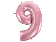 Folijas balons 92cm XXL - cipars 9, rozā, gaiši Folijas balons 92cm XXL - cipars 9, rozā, gaiši