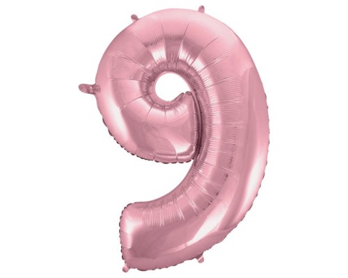 Folijas balons 92cm XXL - cipars 9, rozā, gaiši Folijas balons 92cm XXL - cipars 9, rozā, gaiši