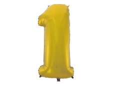 Folijas balons 92cm XXL - cipars 1, zelta, matēts