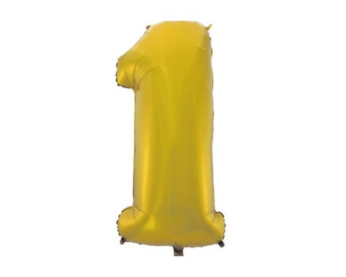 Folijas balons 92cm XXL - cipars 1, zelta, matēts