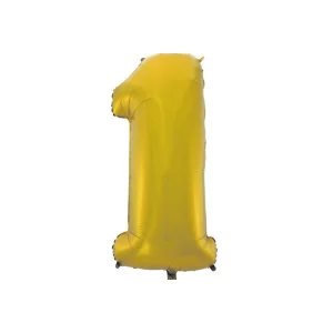 Folijas balons 92cm XXL - cipars 1, zelta, matēts