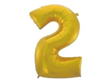 Folijas balons 92cm XXL - cipars 2, zelta, matēts
