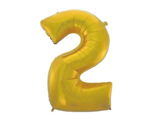 Folijas balons 92cm XXL - cipars 2, zelta, matēts Folijas balons 92cm XXL - cipars 2, zelta, matēts