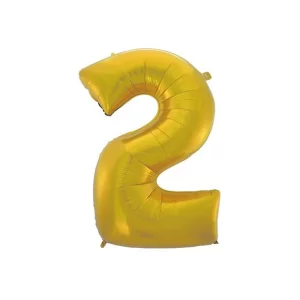 Folijas balons 92cm XXL - cipars 2, zelta, matēts Folijas balons 92cm XXL - cipars 2, zelta, matēts