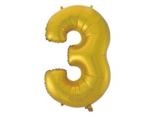 Folijas balons 92cm XXL - cipars 3, zelta, matēts
