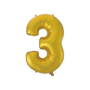 Folijas balons 92cm XXL - cipars 3, zelta, matēts Folijas balons 92cm XXL - cipars 3, zelta, matēts