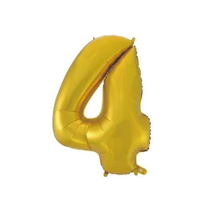 Folijas balons 92cm XXL - cipars 4, zelta, matēts Folijas balons 92cm XXL - cipars 4, zelta, matēts