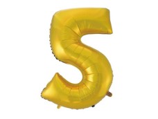 Folijas balons 92cm XXL - cipars 5, zelta, matēts