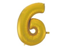 Folijas balons 92cm XXL - cipars 6, zelta, matēts