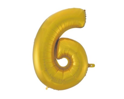 Folijas balons 92cm XXL - cipars 6, zelta, matēts