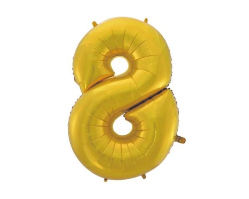Folijas balons 92cm XXL - cipars 8, zelta, matēts