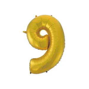Folijas balons 92cm XXL - cipars 9, zelta, matēts Folijas balons 92cm XXL - cipars 9, zelta, matēts