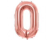 Folijas balons 86cm XL - cipars 0, rozā zelts