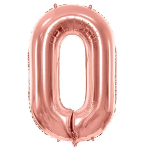 Folijas balons 86cm XL - cipars 0, rozā zelts Folijas balons 86cm XL - cipars 0, rozā zelts