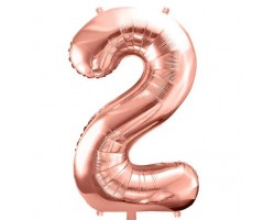 Folijas balons 86cm XL - cipars 2, rozā zelts Folijas balons 86cm XL - cipars 2, rozā zelts