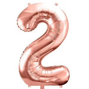 Folijas balons 86cm XL - cipars 2, rozā zelts Folijas balons 86cm XL - cipars 2, rozā zelts
