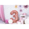 Folijas balons 86cm XL - cipars 3, rozā zelts Folijas balons 86cm XL - cipars 3, rozā zelts
