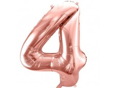 Folijas balons 86cm XL - cipars 4, rozā zelts