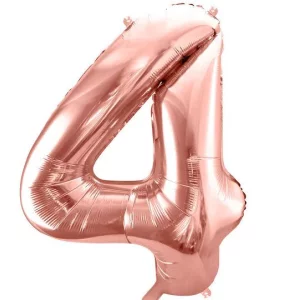 Folijas balons 86cm XL - cipars 4, rozā zelts Folijas balons 86cm XL - cipars 4, rozā zelts