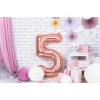 Folijas balons 86cm XL - cipars 5, rozā zelts Folijas balons 86cm XL - cipars 5, rozā zelts